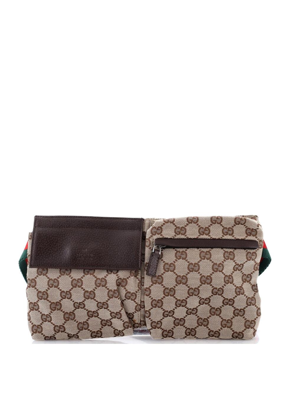 Gucci Vintage Double Belt Bag Gg Canvas #370251G92B